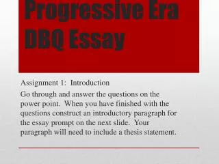 Progressive Era DBQ Essay