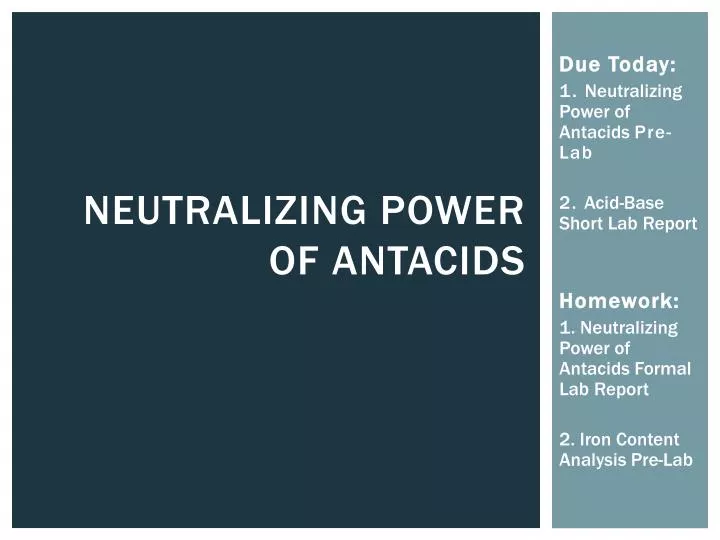 neutralizing power of antacids
