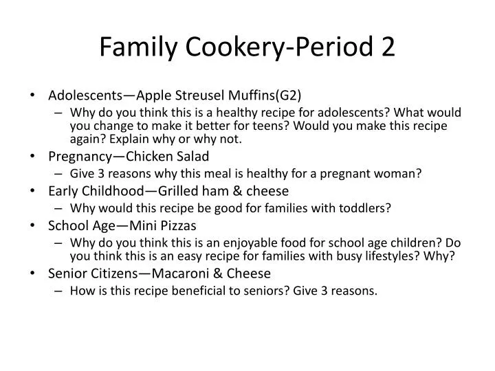 family cookery period 2