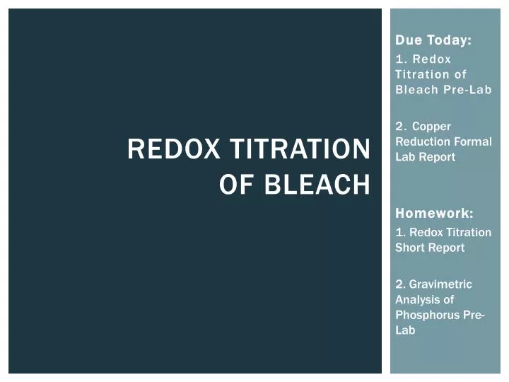 redox titration of bleach