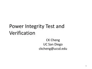 Power Integrity Test and Verification
