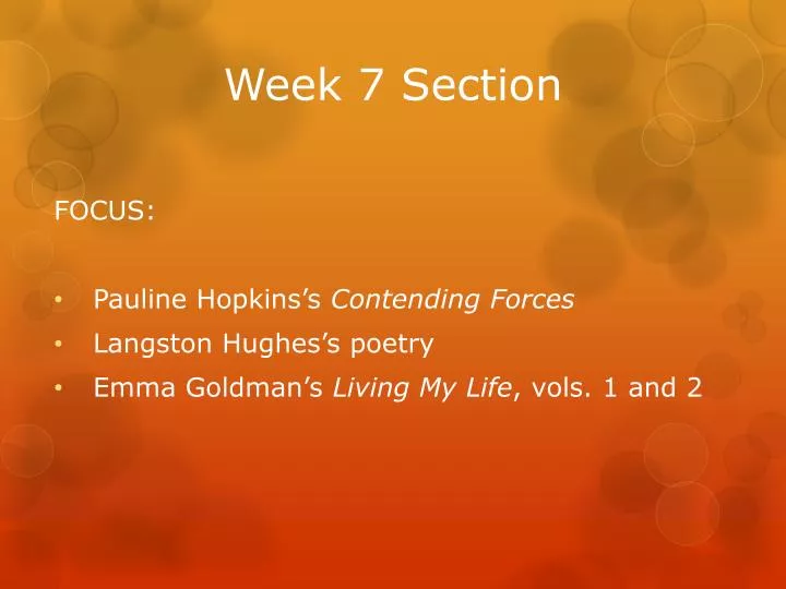 week 7 section