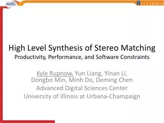 High Level Synthesis of Stereo Matching Productivity, Performance, and Software Constraints