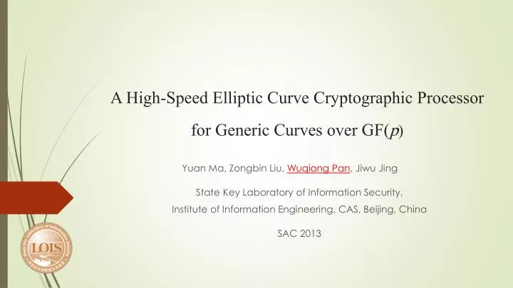 a high speed elliptic curve cryptographic processor for generic curves over gf p