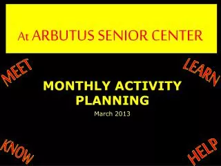Monthly activity planning