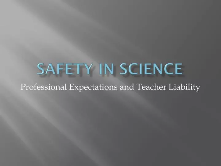 safety in science