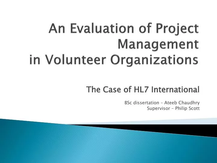 an evaluation of project management in volunteer organizations