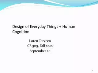Design of Everyday Things + Human Cognition