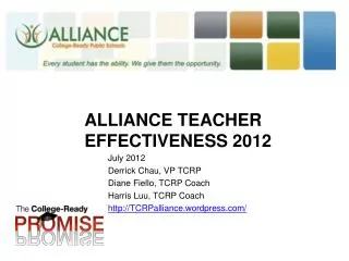 Alliance Teacher effectiveness 2012