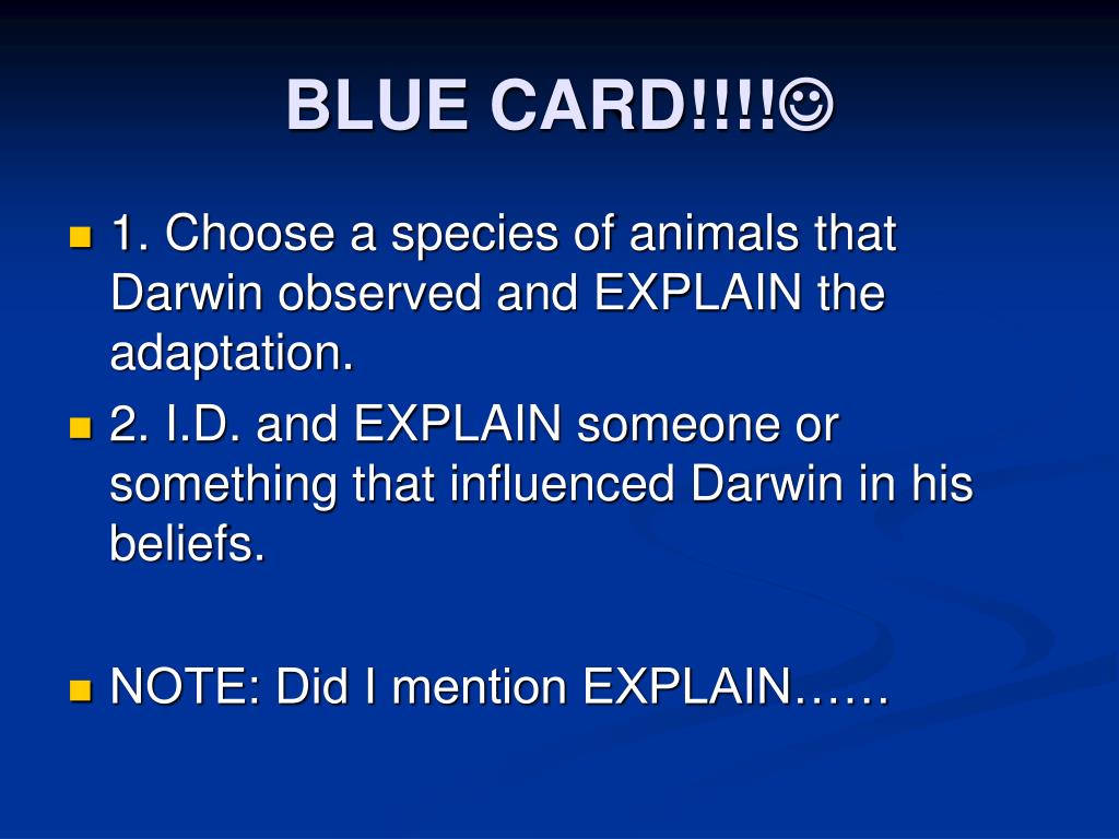 PPT - BLUE CARD!!!! PowerPoint Presentation, free download - ID:1926541