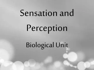 Sensation and Perception