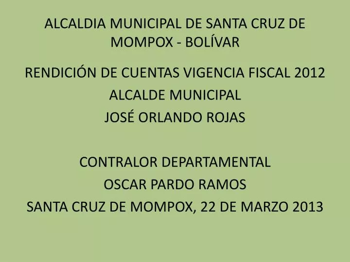 alcaldia municipal de santa cruz de mompox bol var