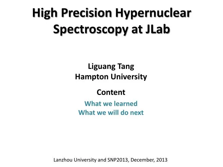 high precision hypernuclear spectroscopy at jlab