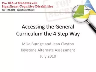 Accessing the General Curriculum the 4 Step Way
