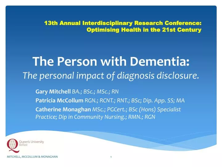 the person with dementia the personal impact of diagnosis disclosure