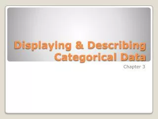 Displaying &amp; Describing Categorical Data