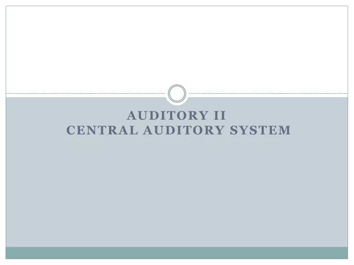 auditory ii central auditory system