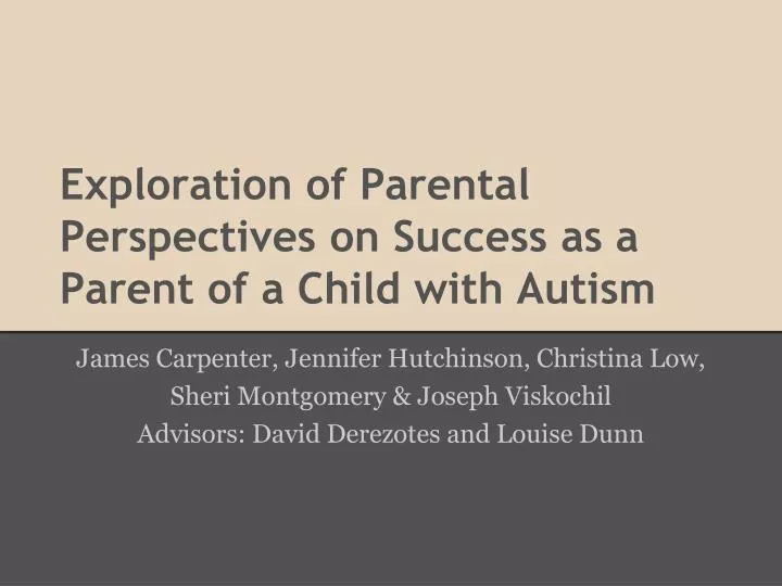exploration of parental perspectives on success as a parent of a child with autism