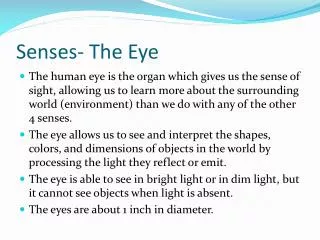 Senses- The Eye