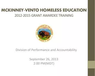 MCkINNEY-vento homeless education 2012-2015 grant awardee training