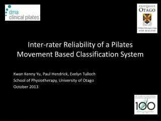 Inter-rater Reliability of a Pilates Movement Based Classification System