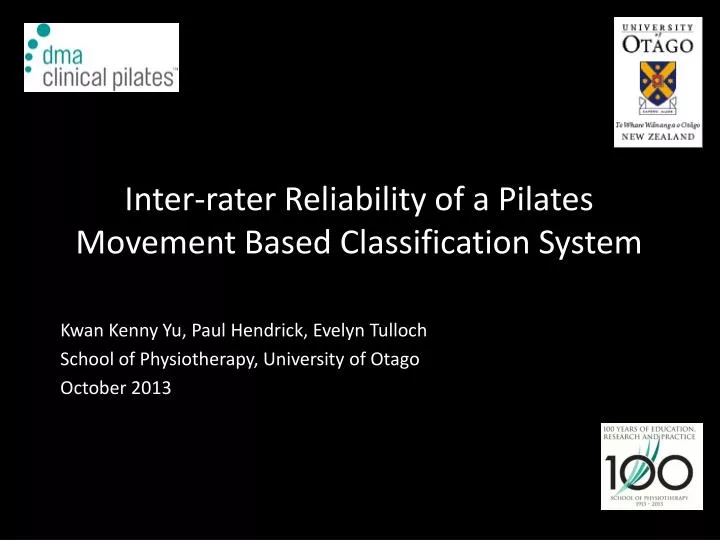 inter rater reliability of a pilates movement based classification system