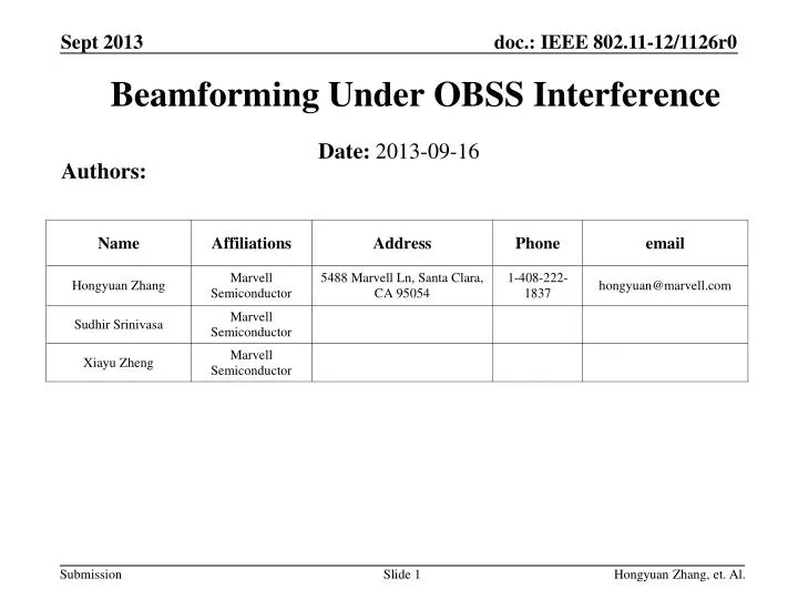 beamforming under obss interference