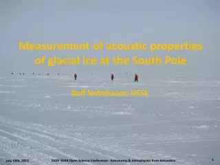 Measurement of acoustic properties of glacial ice at the South Pole
