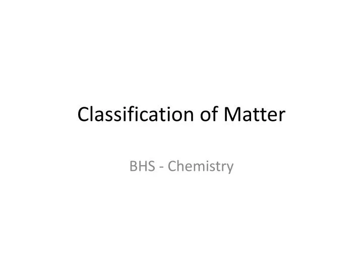 classification of matter