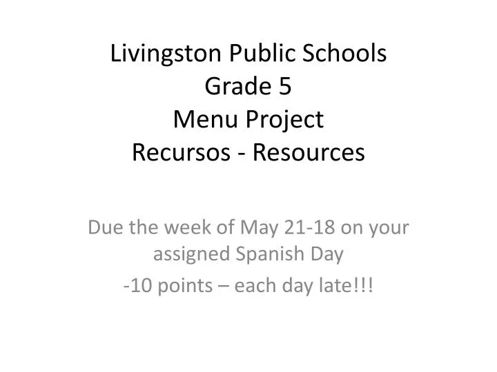livingston public schools grade 5 menu project recursos resources