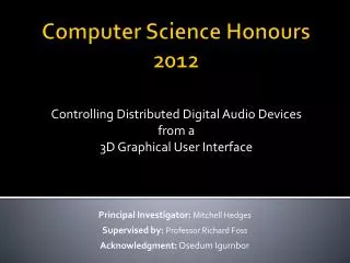 Computer Science Honours 2012