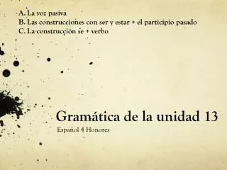 Gramática de la unidad 13