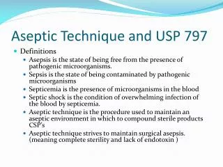 Aseptic Technique and USP 797