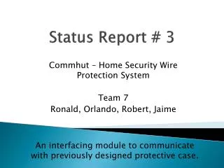 Status Report # 3
