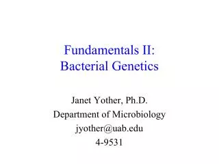 fundamentals ii bacterial genetics