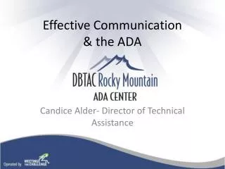 Effective Communication &amp; the ADA