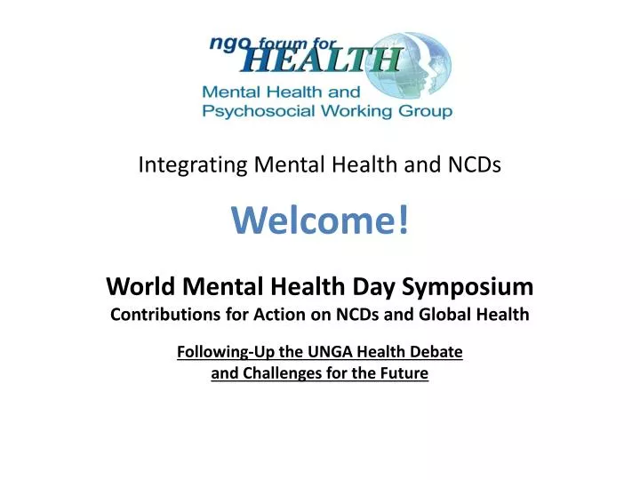 integrating mental health and ncds welcome