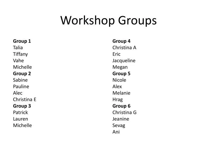 workshop groups