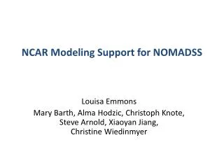 NCAR Modeling Support for NOMADSS