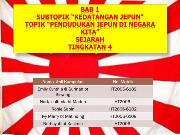 bab 1 subtopik kedatangan jepun topik pendudukan jepun di negara kita sejarah tingkatan 4