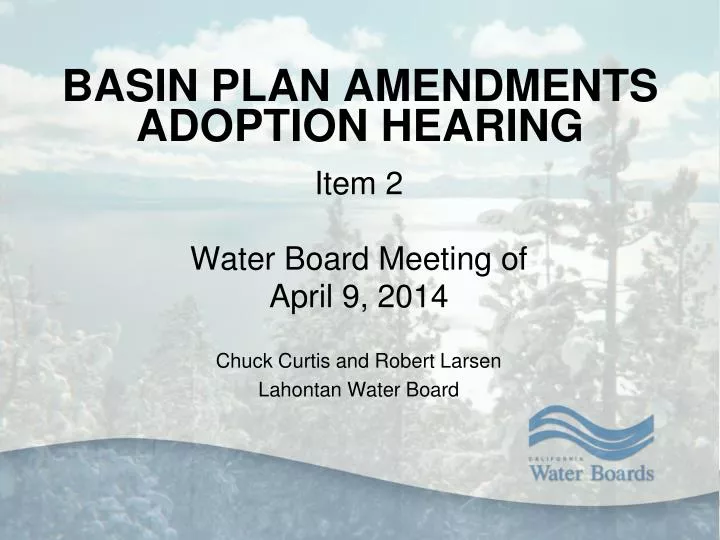 basin plan amendments adoption hearing