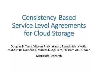 Consistency-Based Service Level Agreements for Cloud Storage