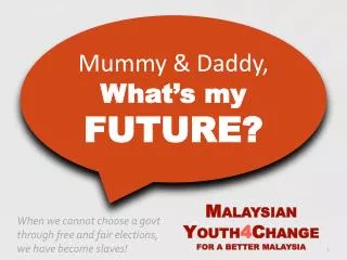 M ALAYSIAN Y OUTH 4 C HANGE FOR A BETTER MALAYSIA