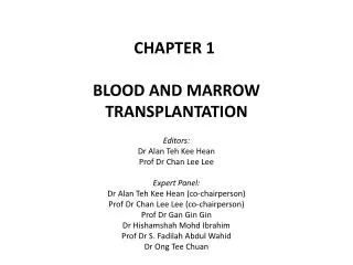 CHAPTER 1 BLOOD AND MARROW TRANSPLANTATION