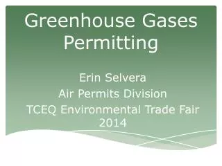 Greenhouse Gases Permitting