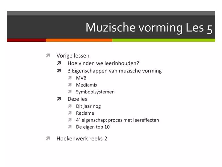 muzische vorming les 5