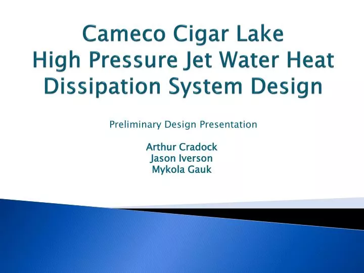 cameco cigar lake high pressure jet water heat dissipation system design