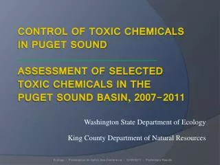 Washington State Department of Ecology King County Department of Natural Resources