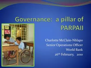 Governance: a pillar of PARPAII