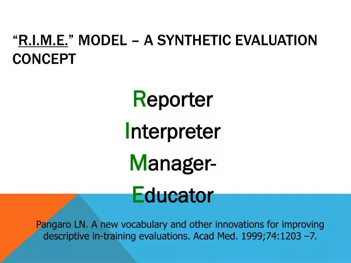 r i m e model a synthetic evaluation concept